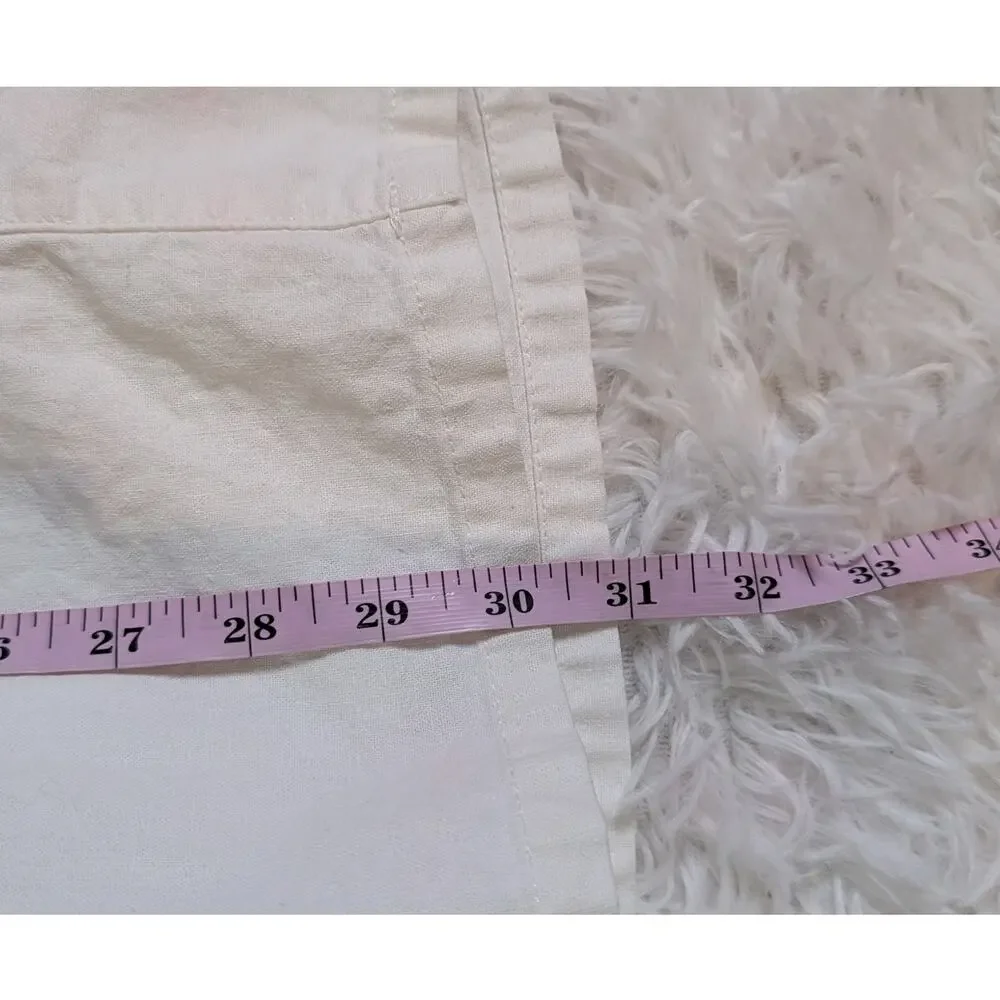 Vintage 90s White Cotton High Waist Pleated Midi Skirt Corset Yoke Waist 9/10